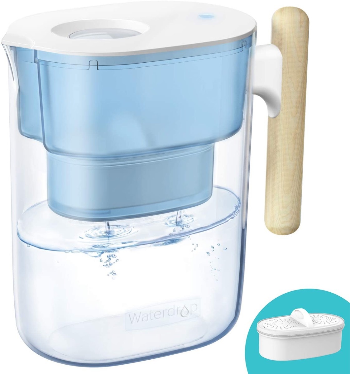 water filtration pitcher with wood handle