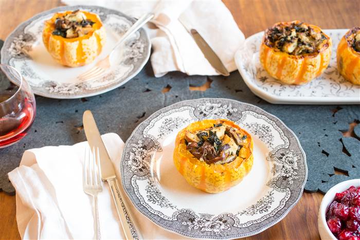 9 Mushroom & Kale Stuffed Squash