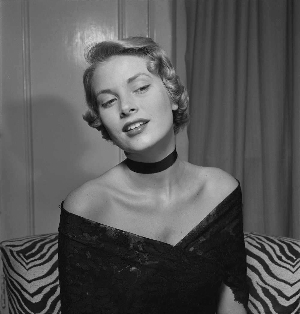 Grace Kelly modeling in portrait session in 1949