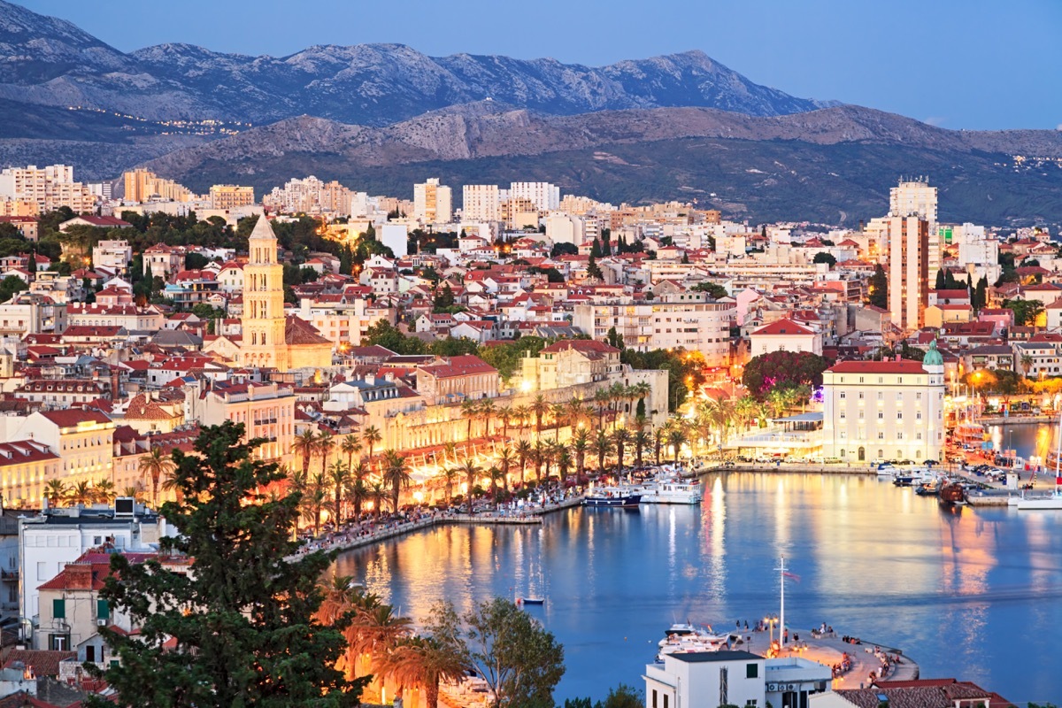 Night view of Split old town, Croatia