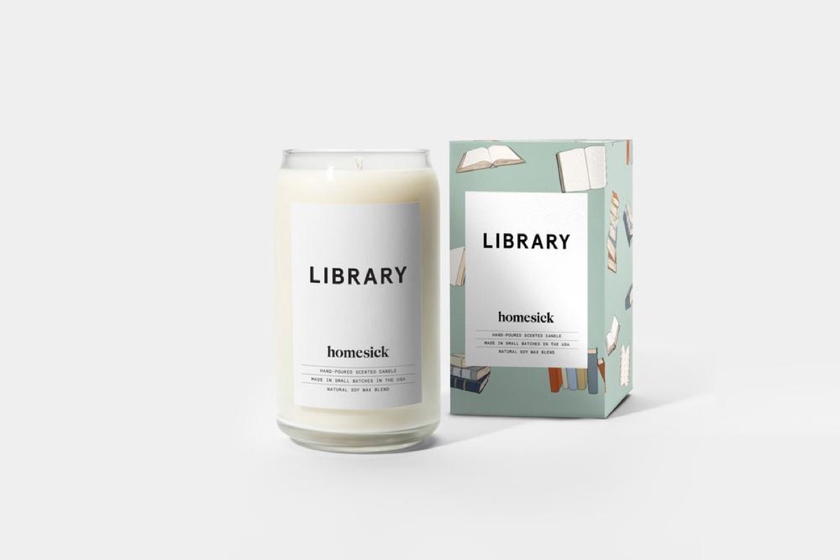 homesick candle library scent, gifts for book lovers