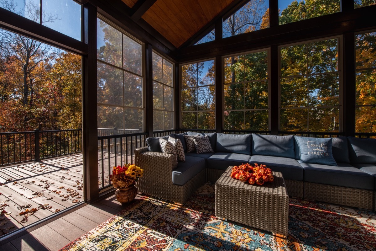 cozy porch in fall