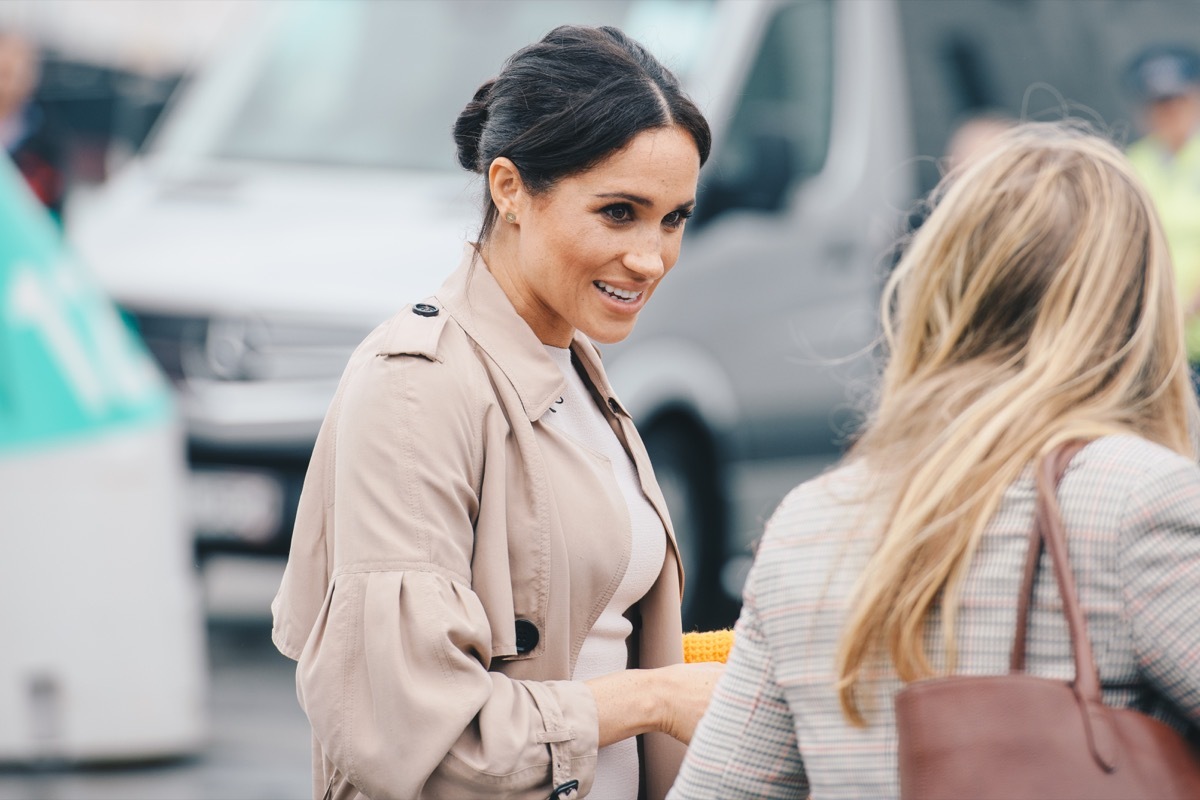 vegan celebrities - AUCKLAND, NZ - OCTOBER 30: The Duchess of Sussex (Meghan Markle) visiting Auckland's Viaduct Harbour during her first Royal Tour in New Zealand on October, 2018 in Auckland, New Zealand. - Image royal wedding facts