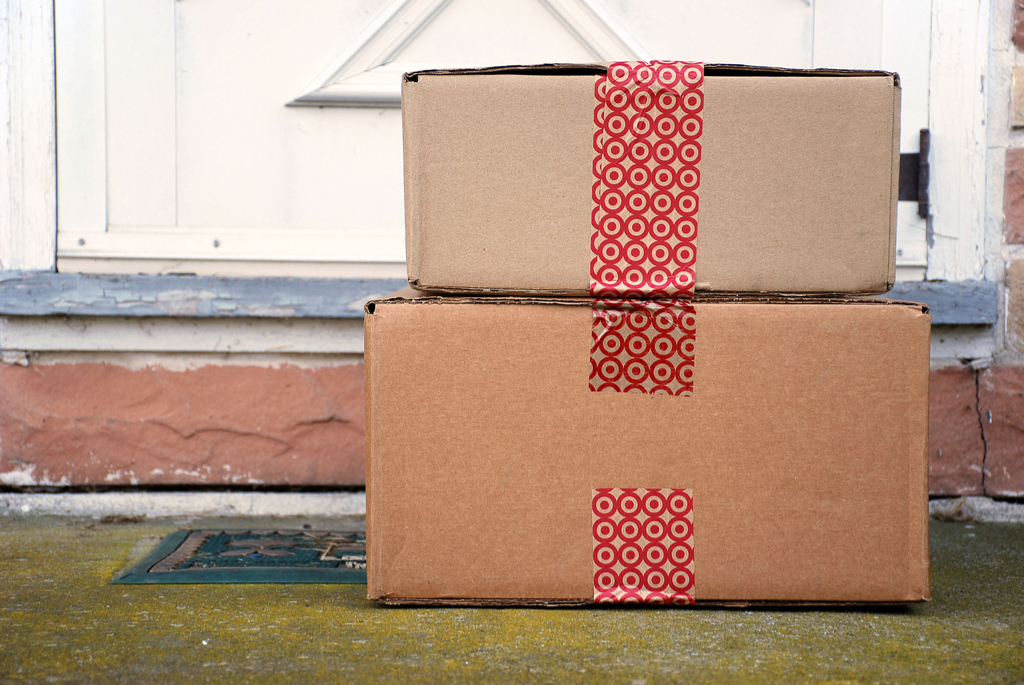 boxes on a front porch