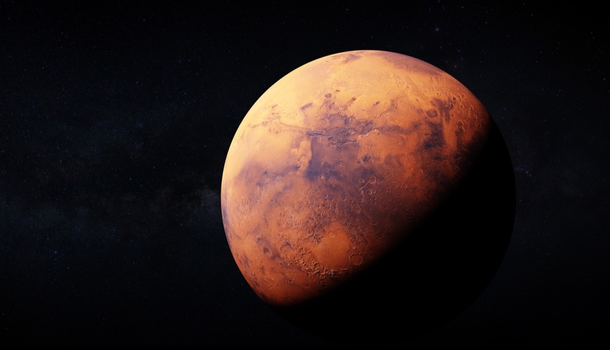 realistic 3D rendering of Mars