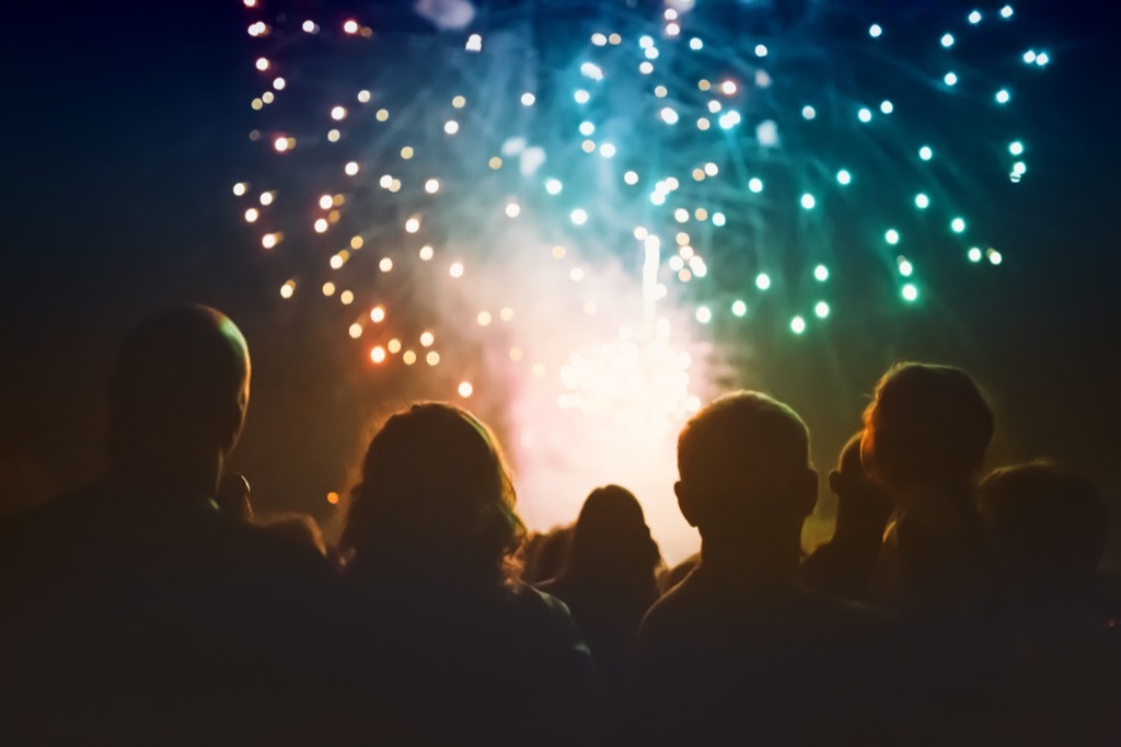 a crowd of people gathered to watch july 4th independence day fireworks