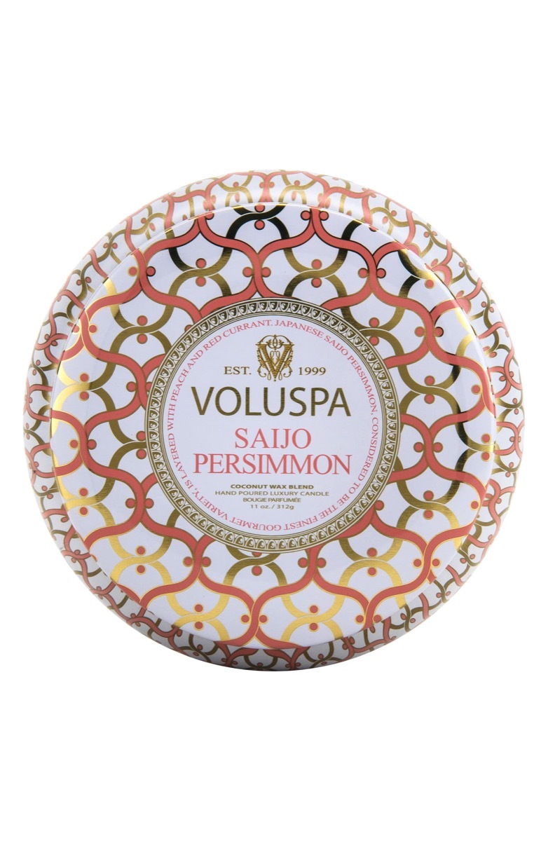 voluspa candle in tin