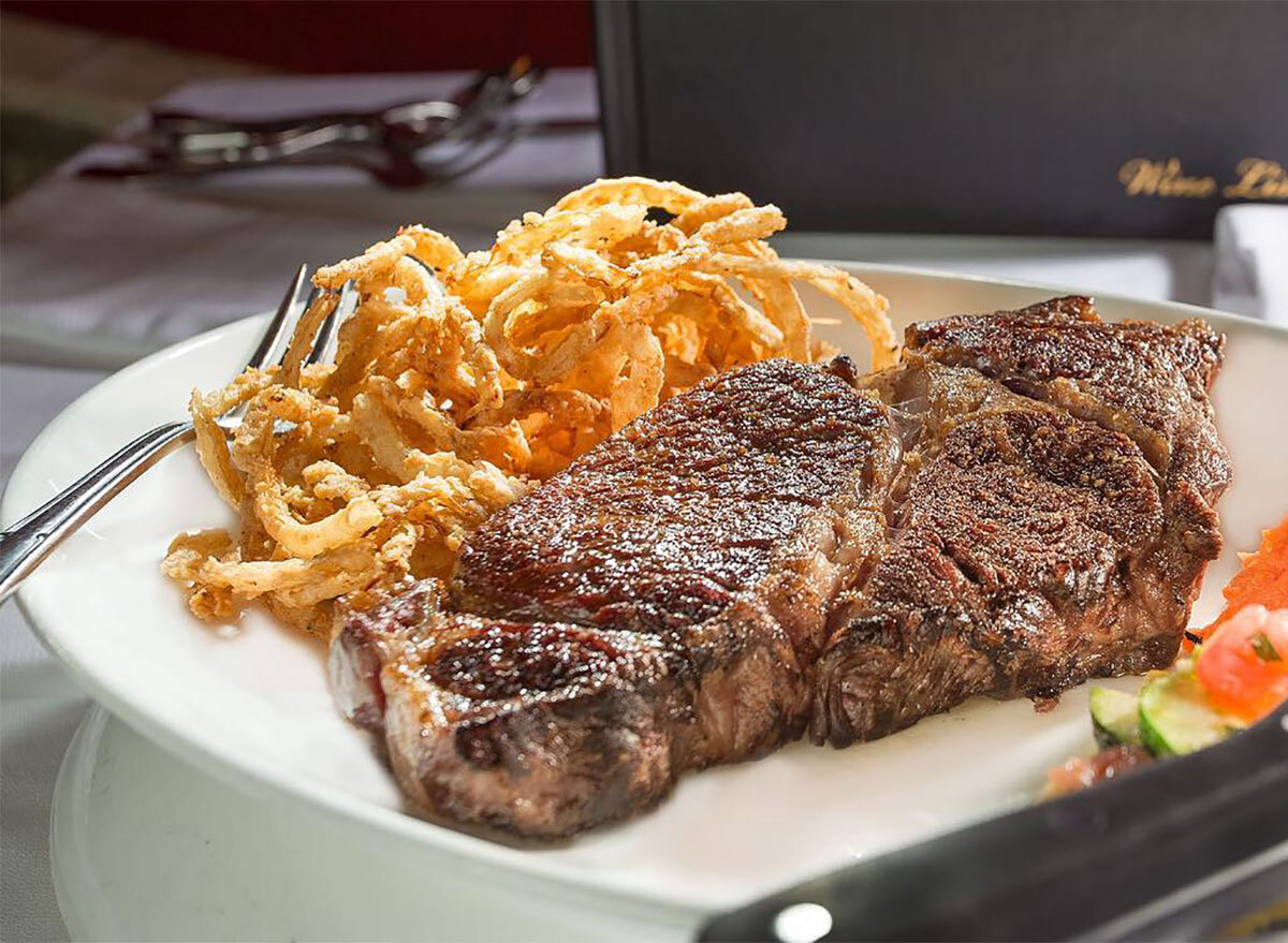 ribeye steak with fries