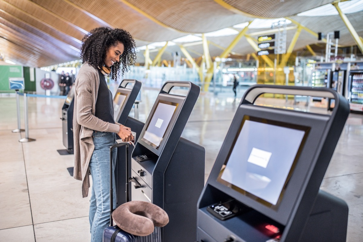 woman checking into flight