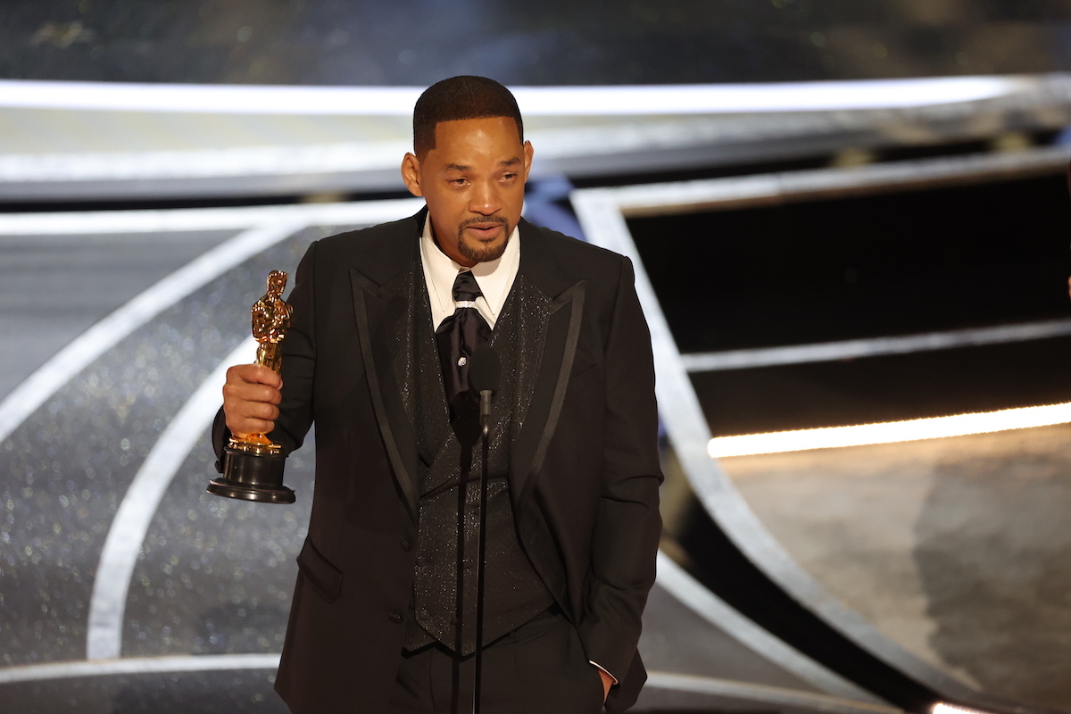 Will Smith accepting his Oscar the 2022 Academy Awards