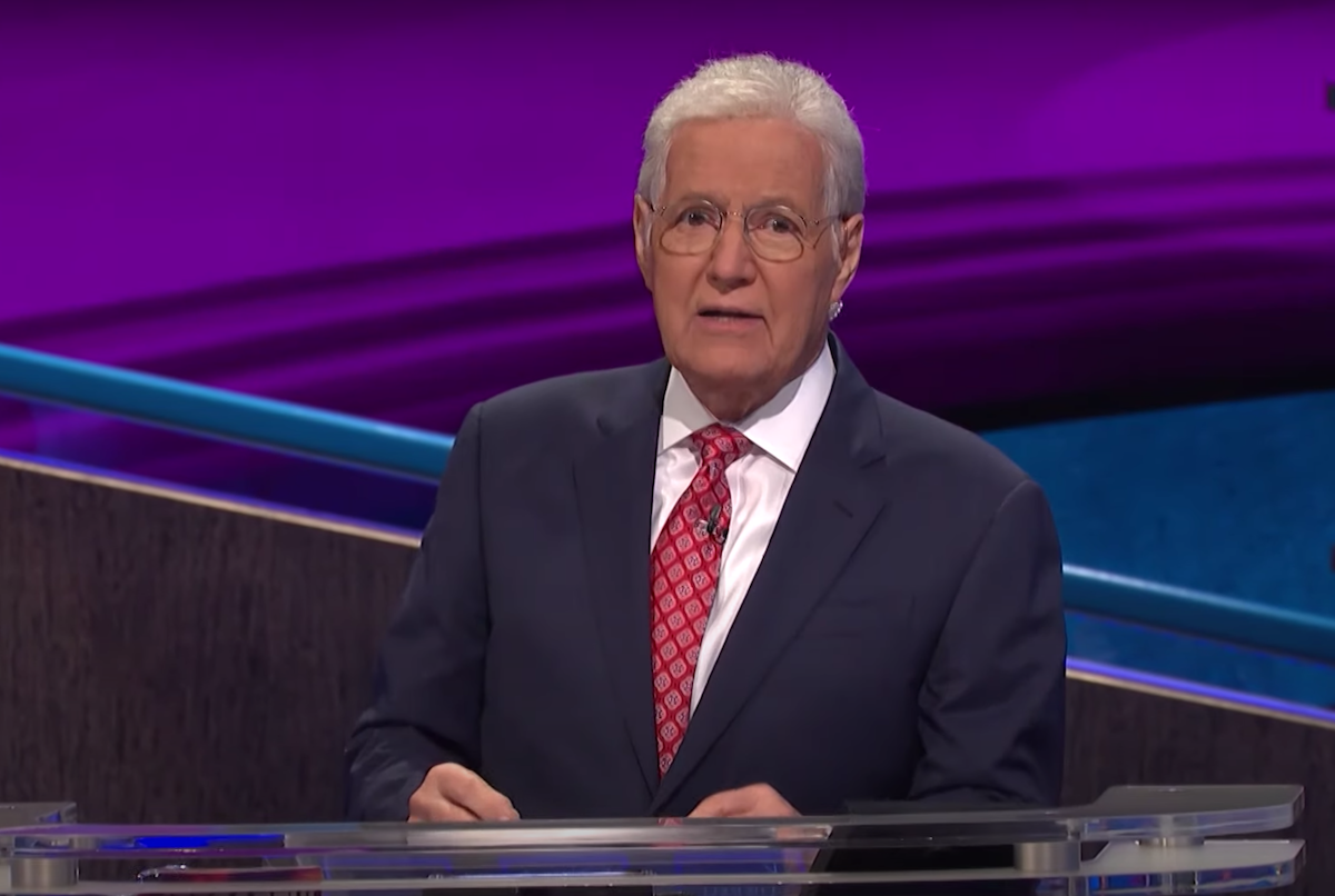 Alex Trebek hosting a 2020 episode of 