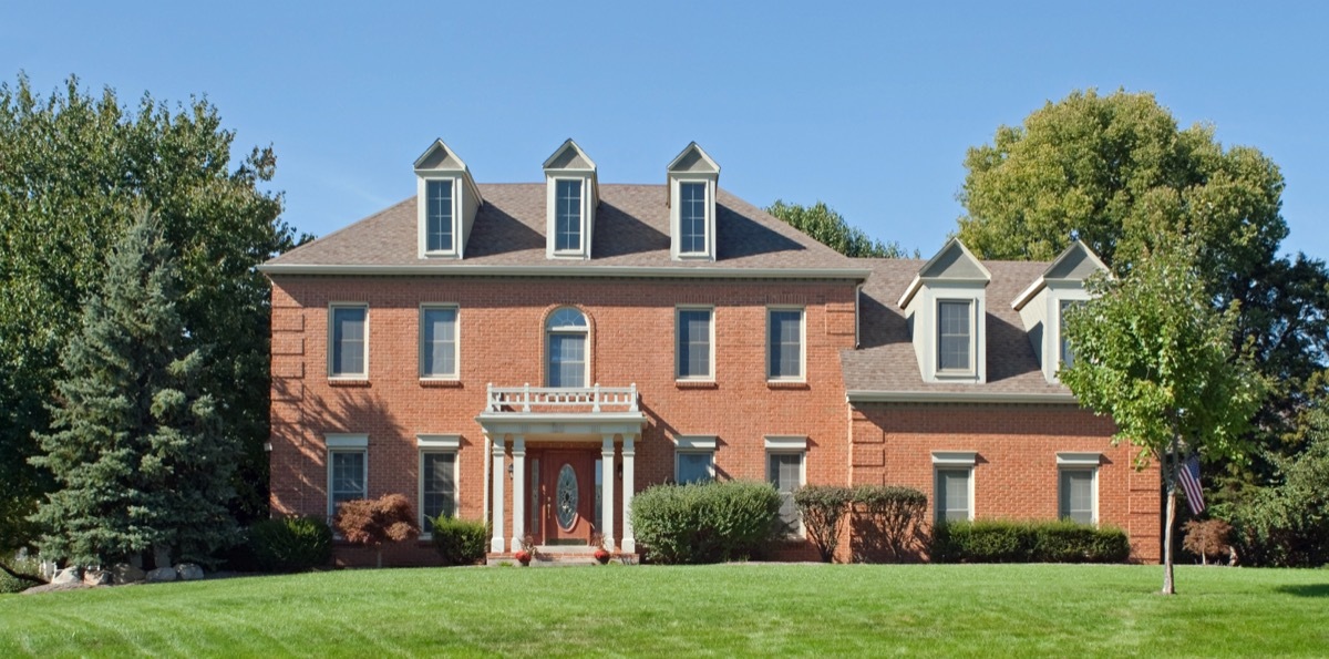 Colonial red brick house 