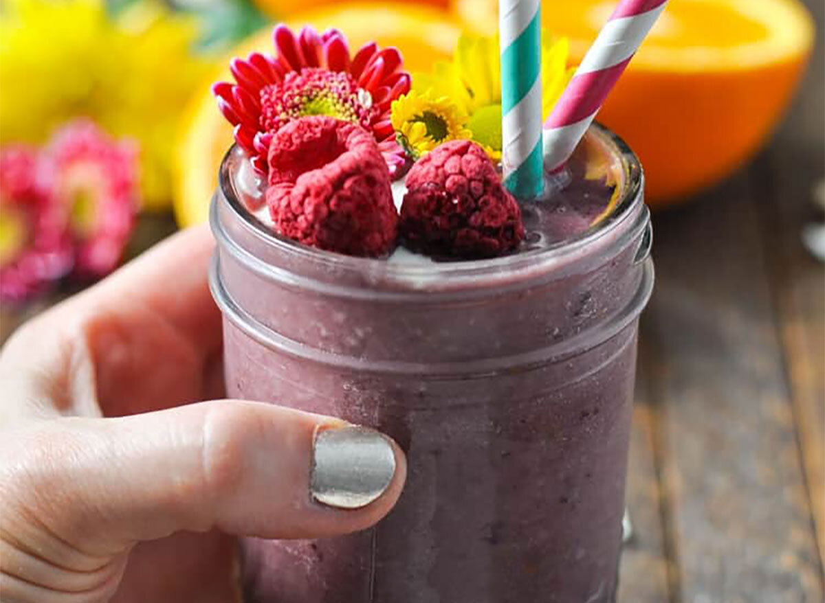 ambrosia smoothie with paper straw