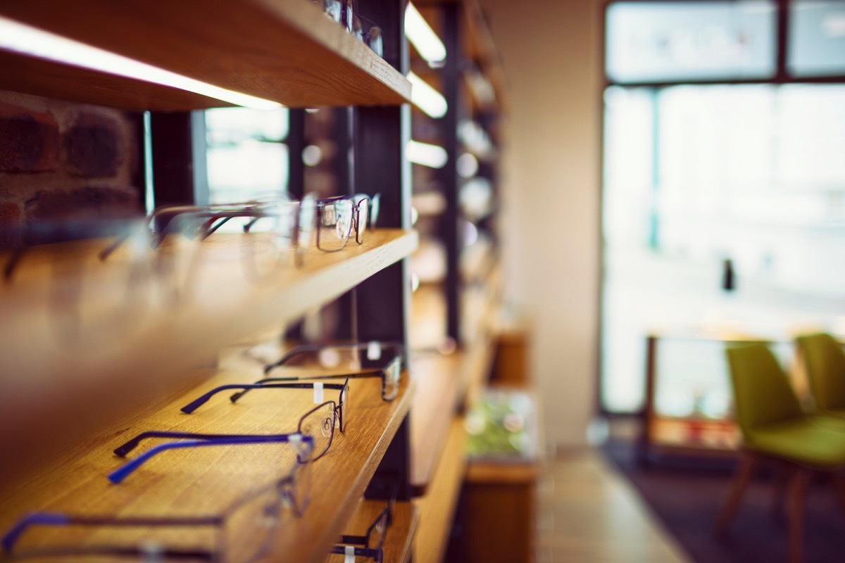 eyewear on shelf