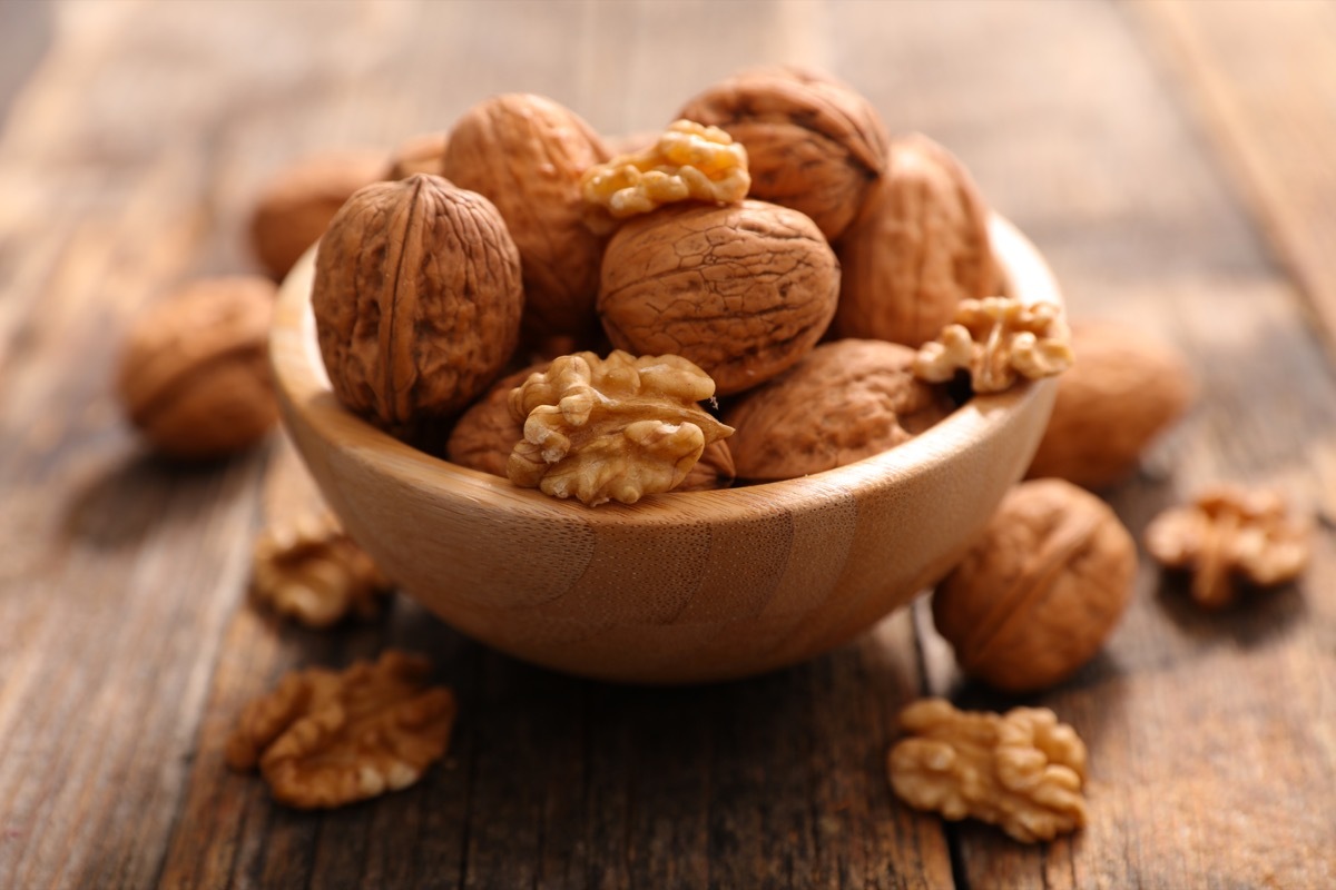 bowl of walnuts on table