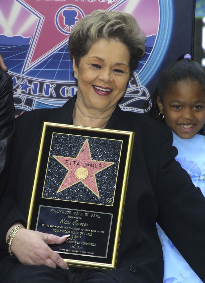 LOS ANGELES, CA - APR 18: Etta James is at a ceremony where Etta James receives a star on the Hollywood Walk of Fame on April 18, 2003 in Los Angeles, California