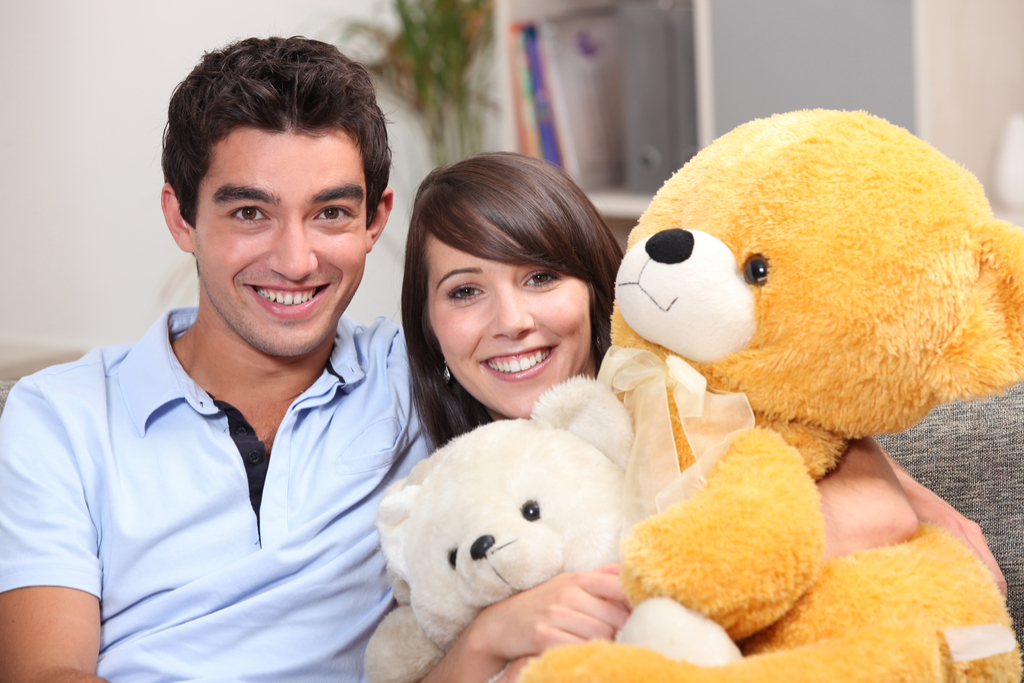 Couple With Giant Stuffed Bear Romance