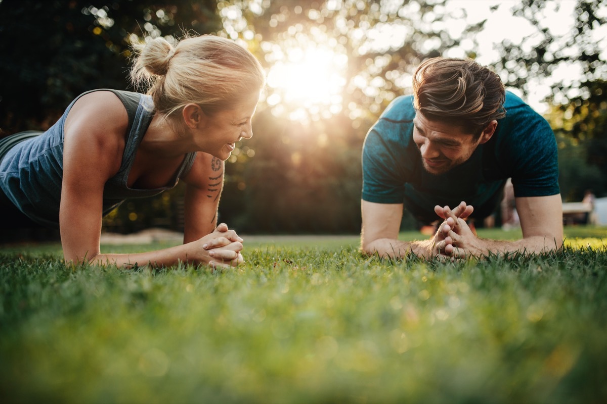 Man and woman working out new year's resolution motivated