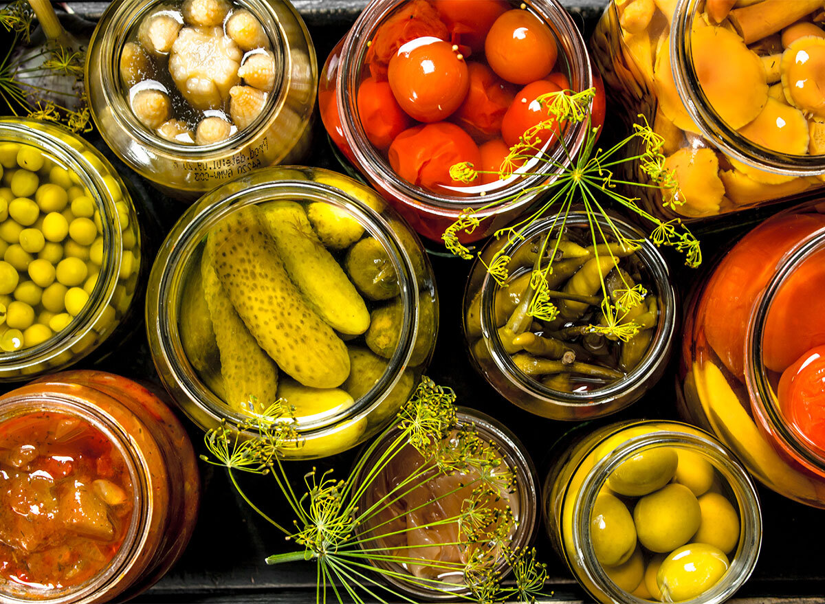 jars of pickled vegetables