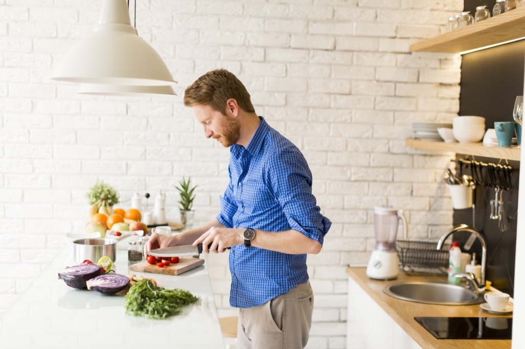 Cooking in modern kitchen