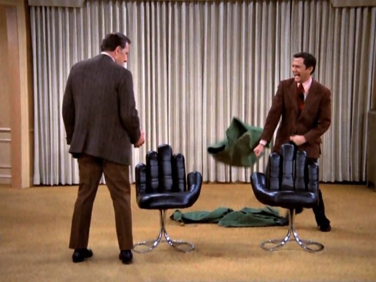 hand chair odd couple tv show still, 1970s home decor