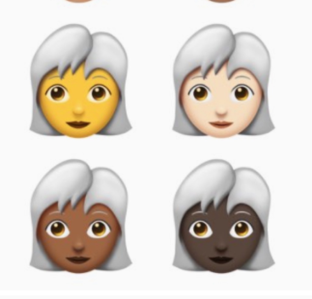 white-haired people emoji