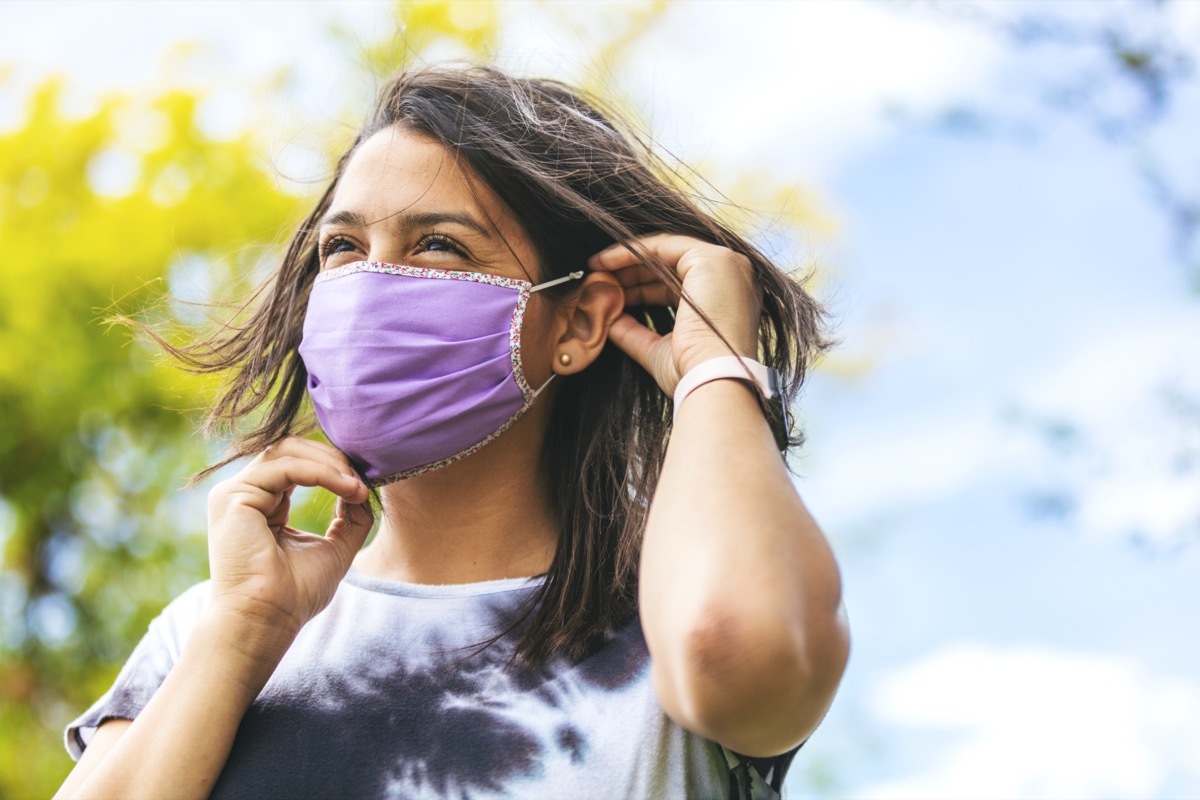 Female Wearing Face Mask and Social Distancing