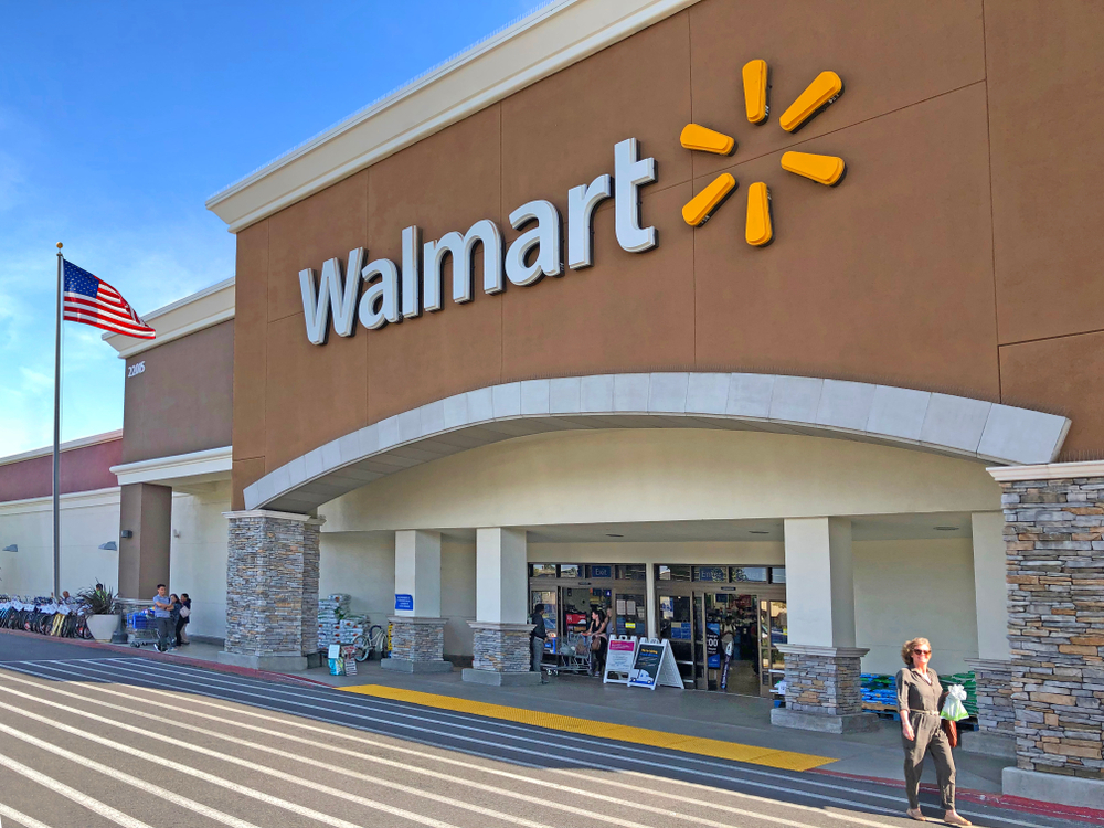 The exterior of a Walmart store