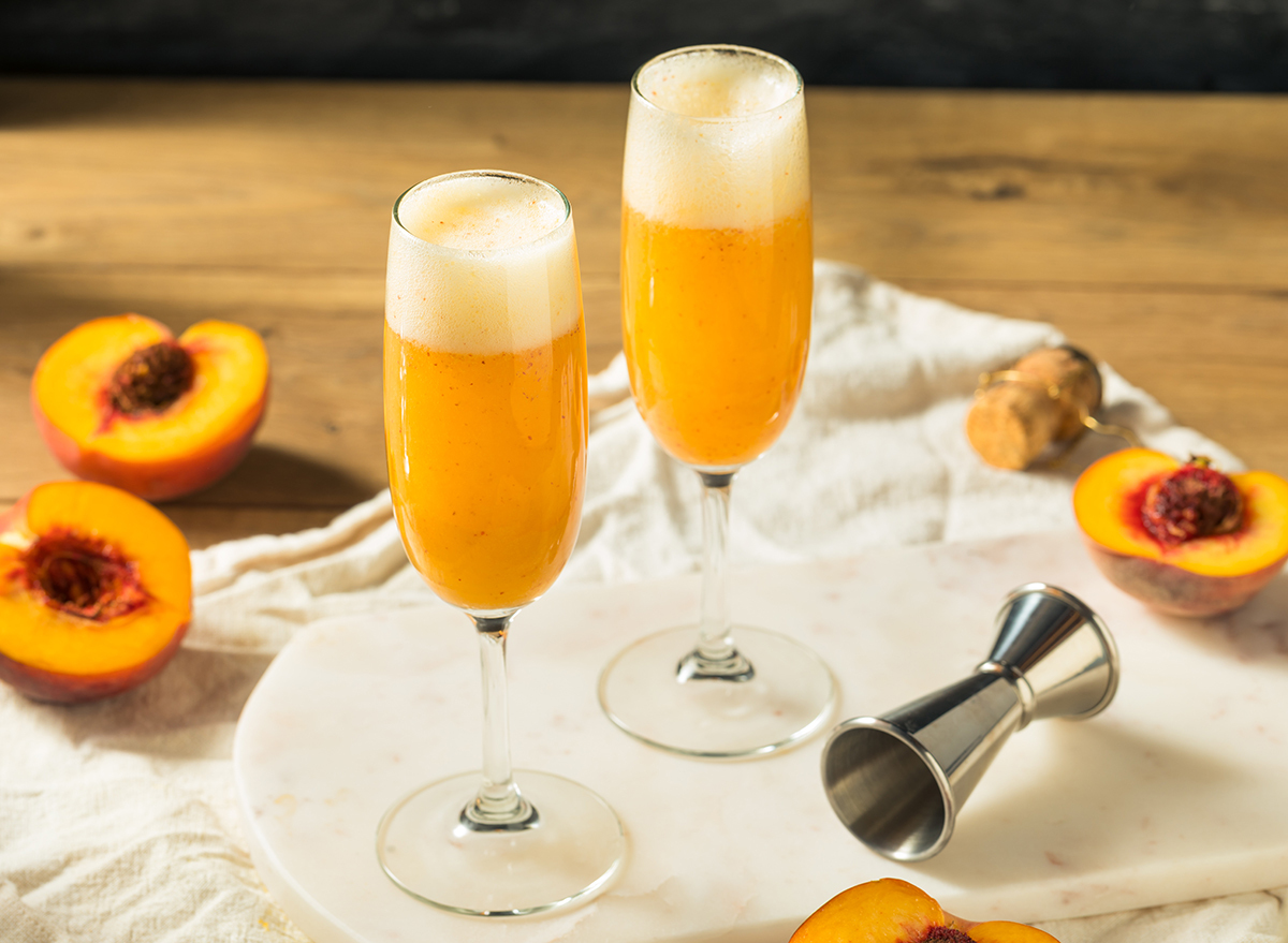 peach bellini cocktails