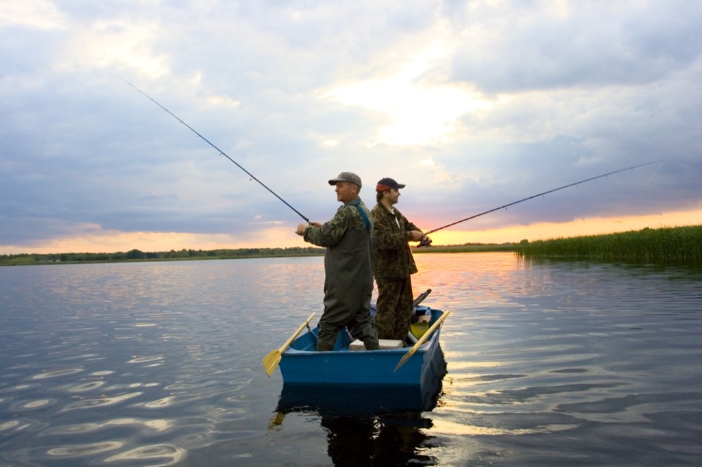 fishing on a row boat in a lake - funniest jokes 