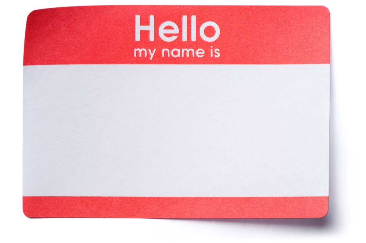 blank name tag sticker