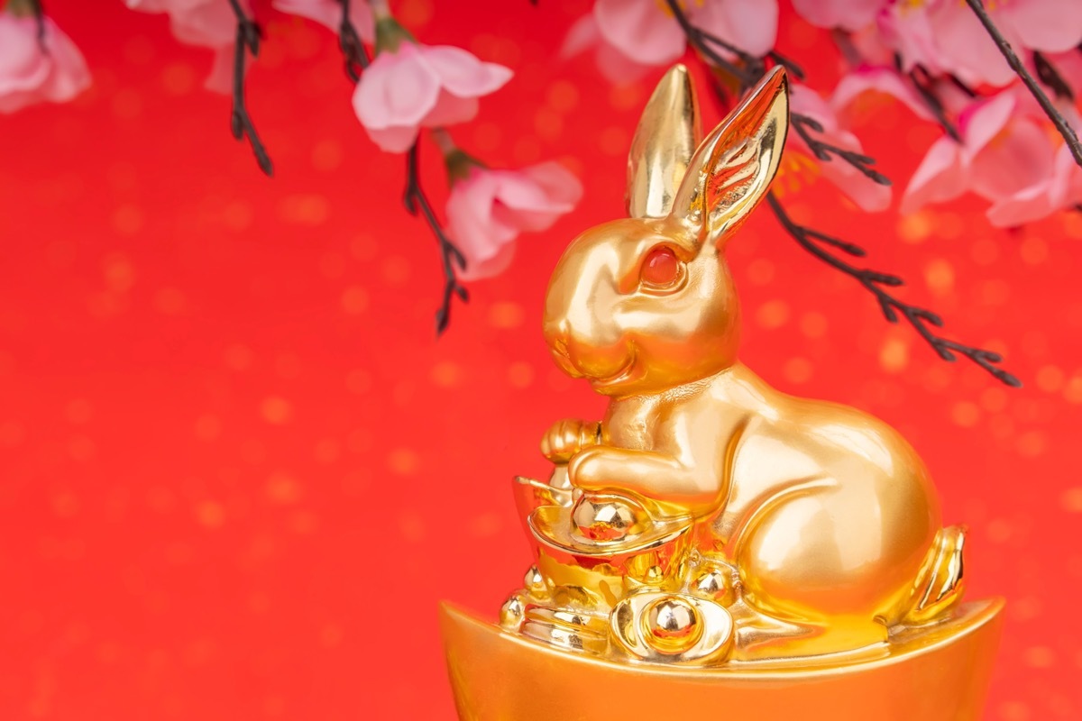 golden rabbit statue