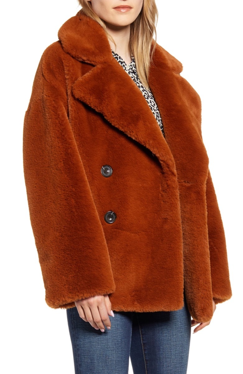 double breasted faux fur coat, Nordstrom anniversary sale