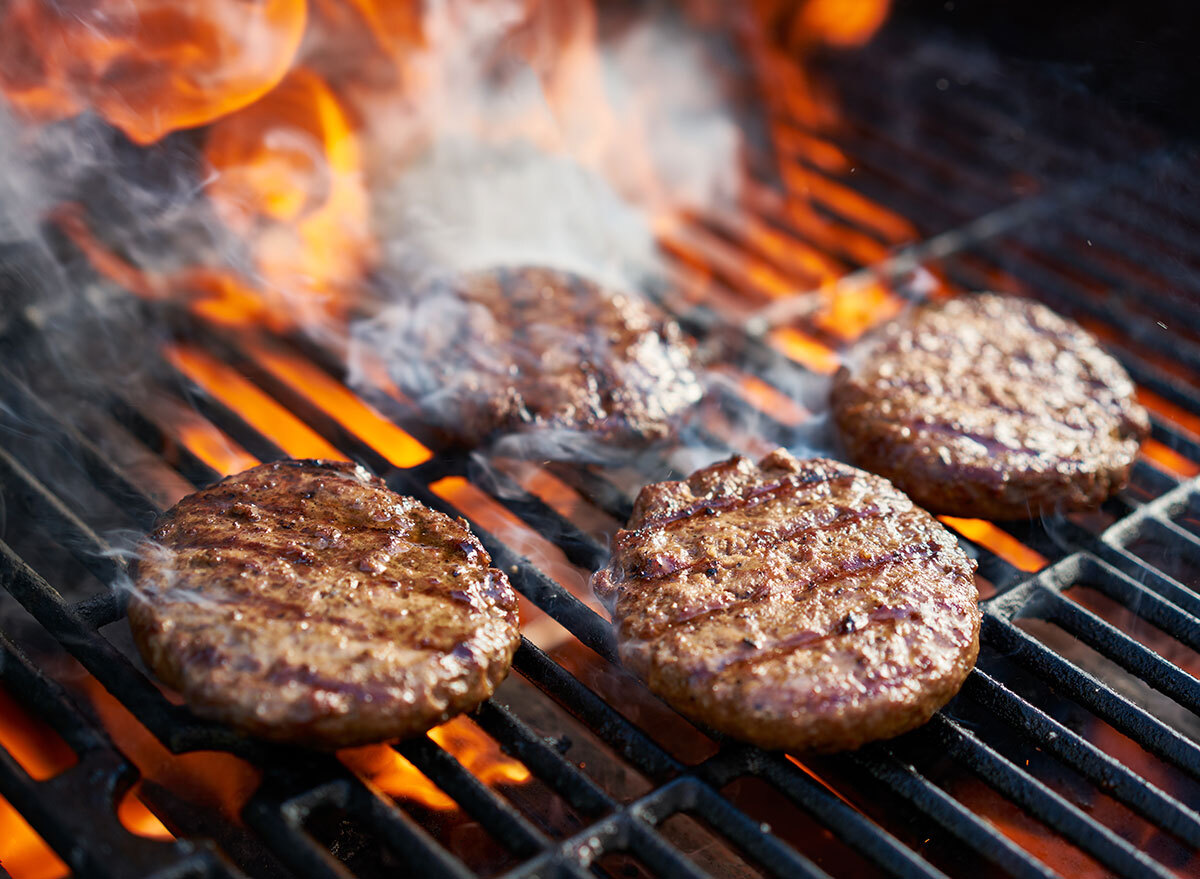 Cooking burgers on the grill