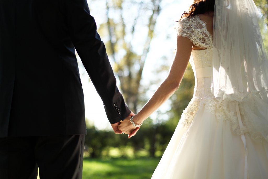 Bride and groom at wedding