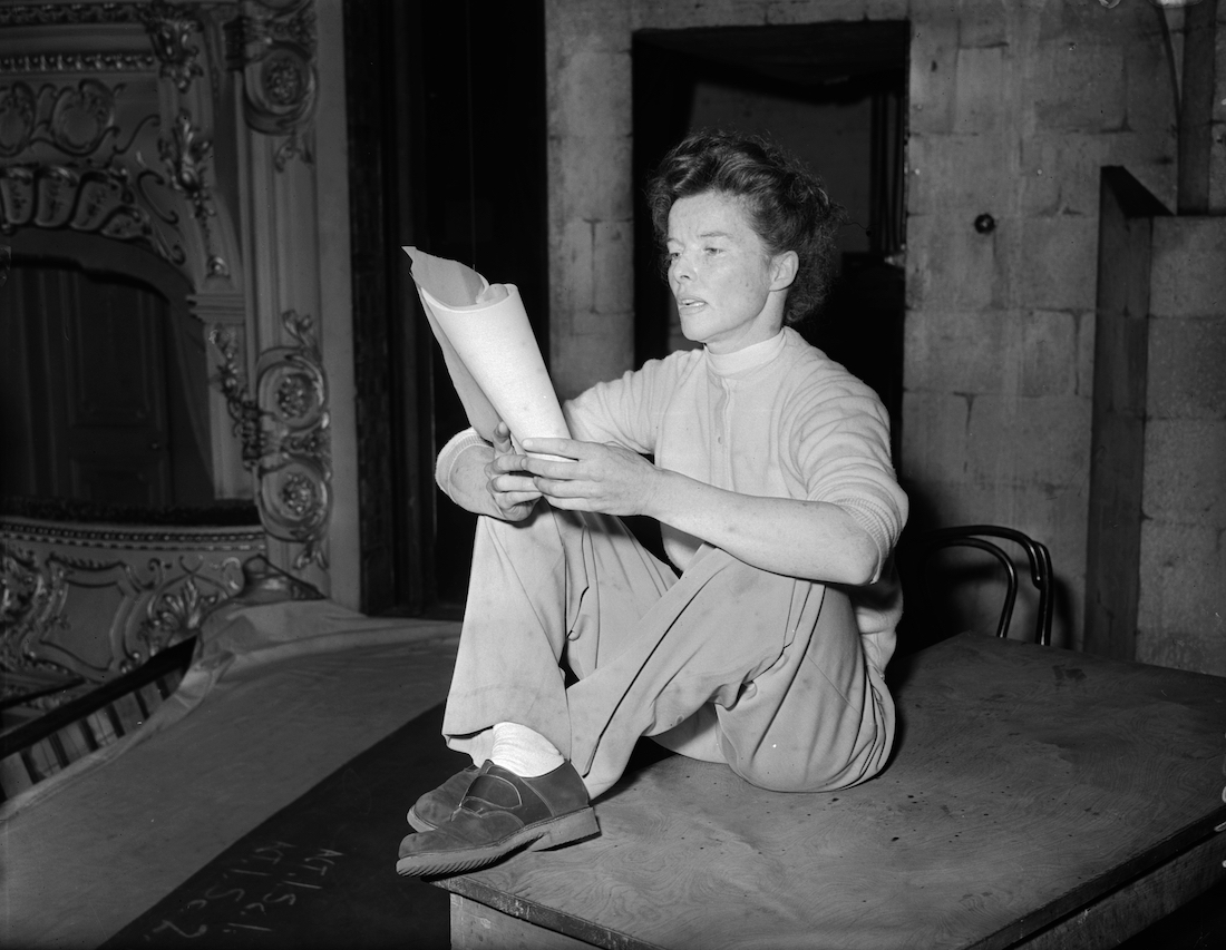 Katharine Hepburn rehearsing for 