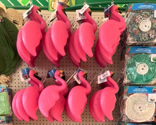 Lawn flamingos at Dollar Tree