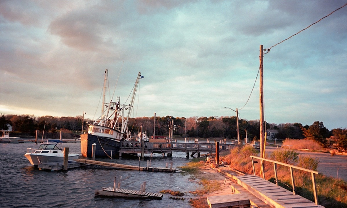 boats at a harbor during sunset