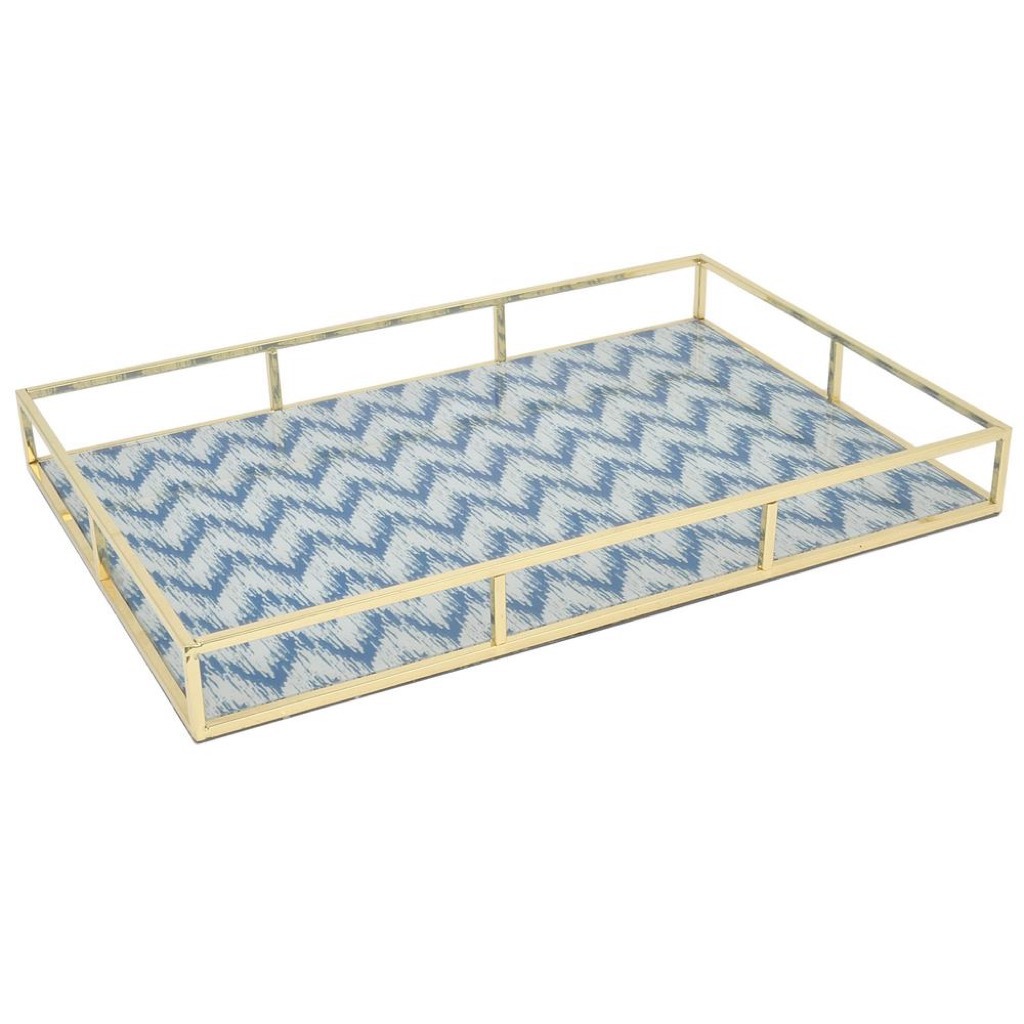 Decorative Blue Geometric Tray Home Depot Impulse Buys