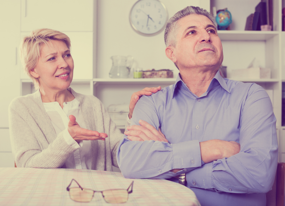 stubborn old man refuses to listen to reasonable wife. 