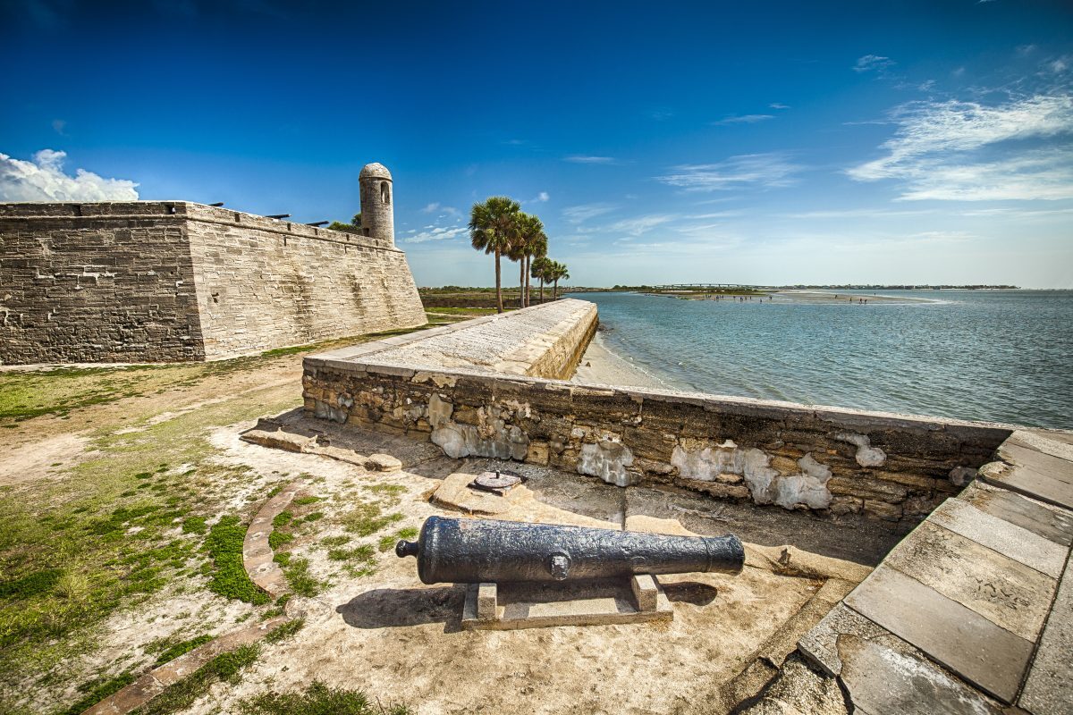 The Castillo de San Marcos in St. Augustine, Florida was built in 1695.