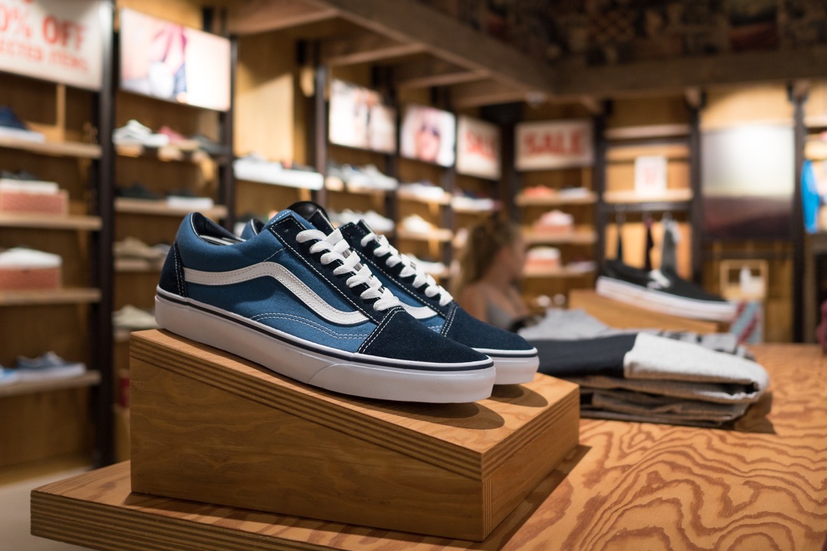 Vans shoes on display in a store