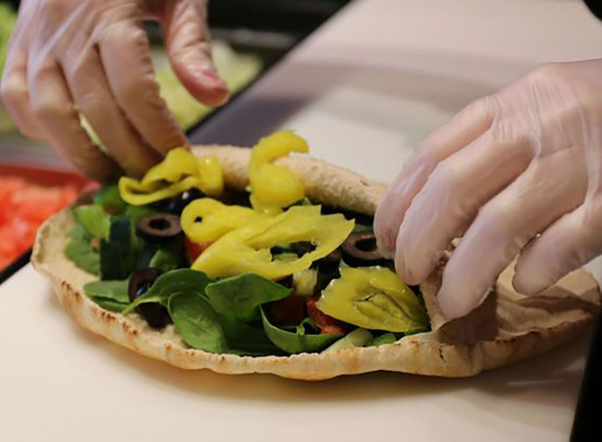 pita pit sandwich being made