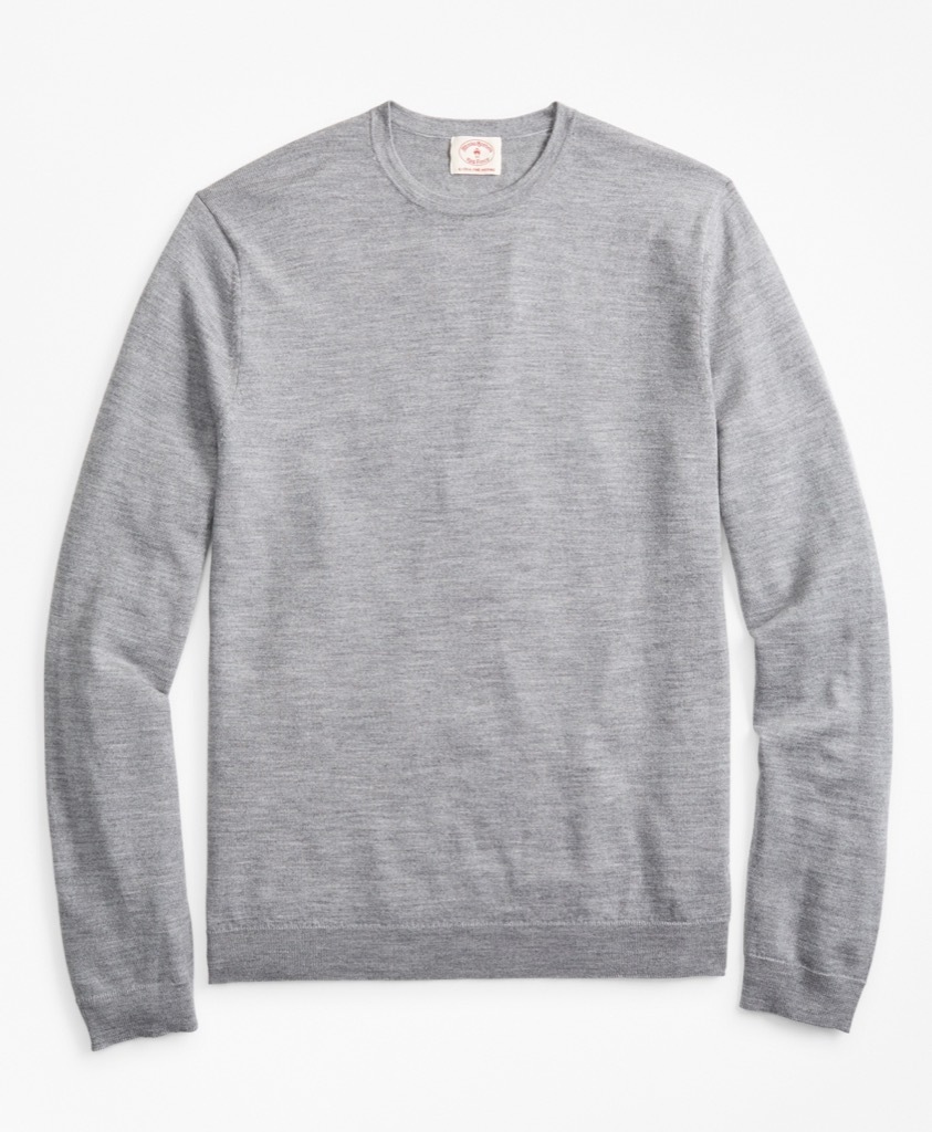 brooks brothers grey merino crew