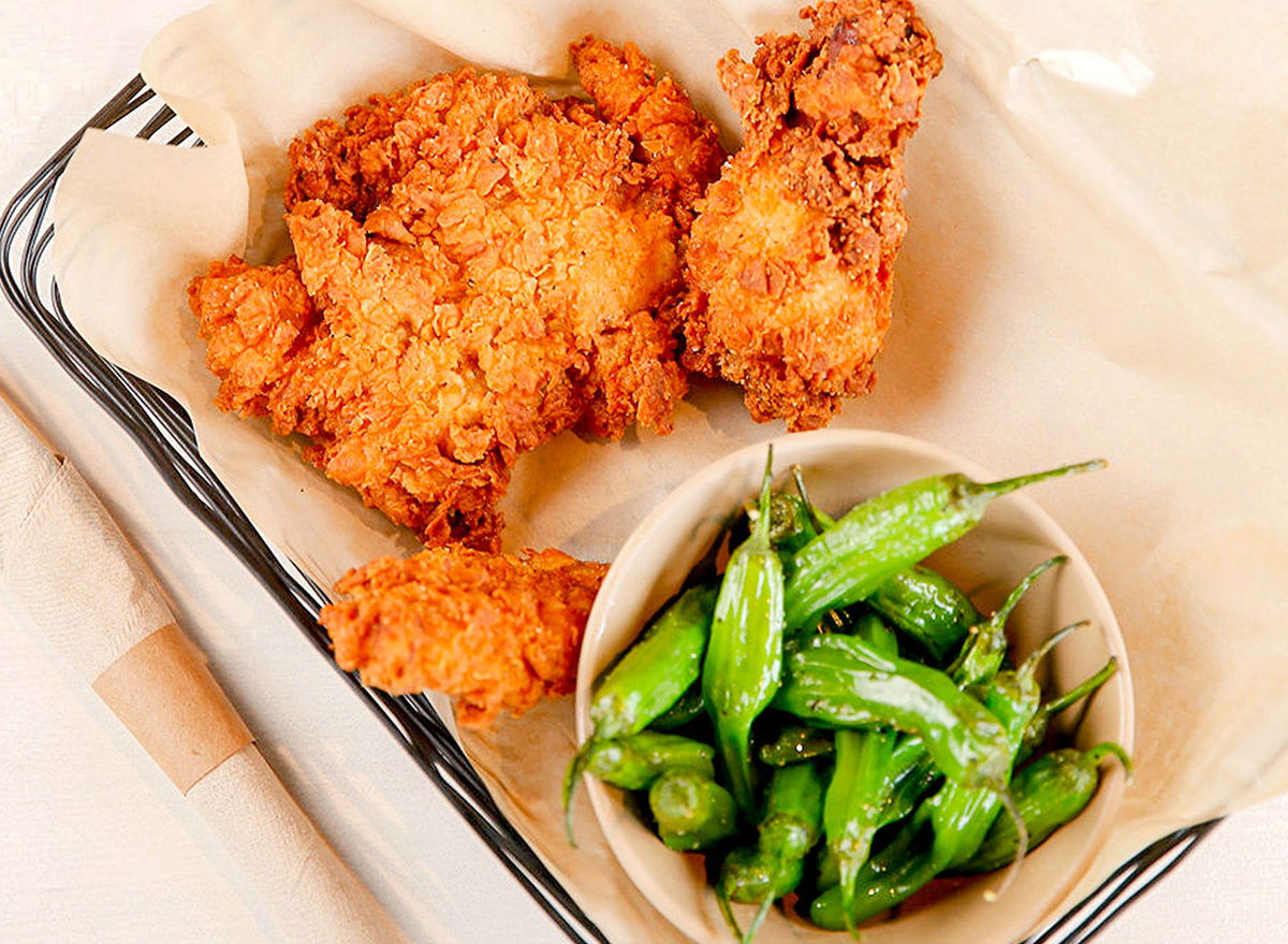 chicken wings with shishito peppers