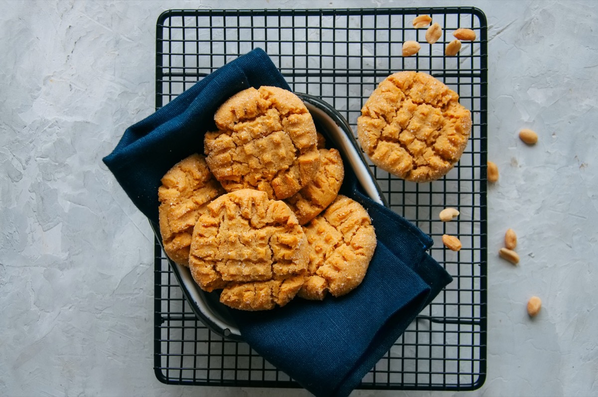 peanut butter cookies on baking rack