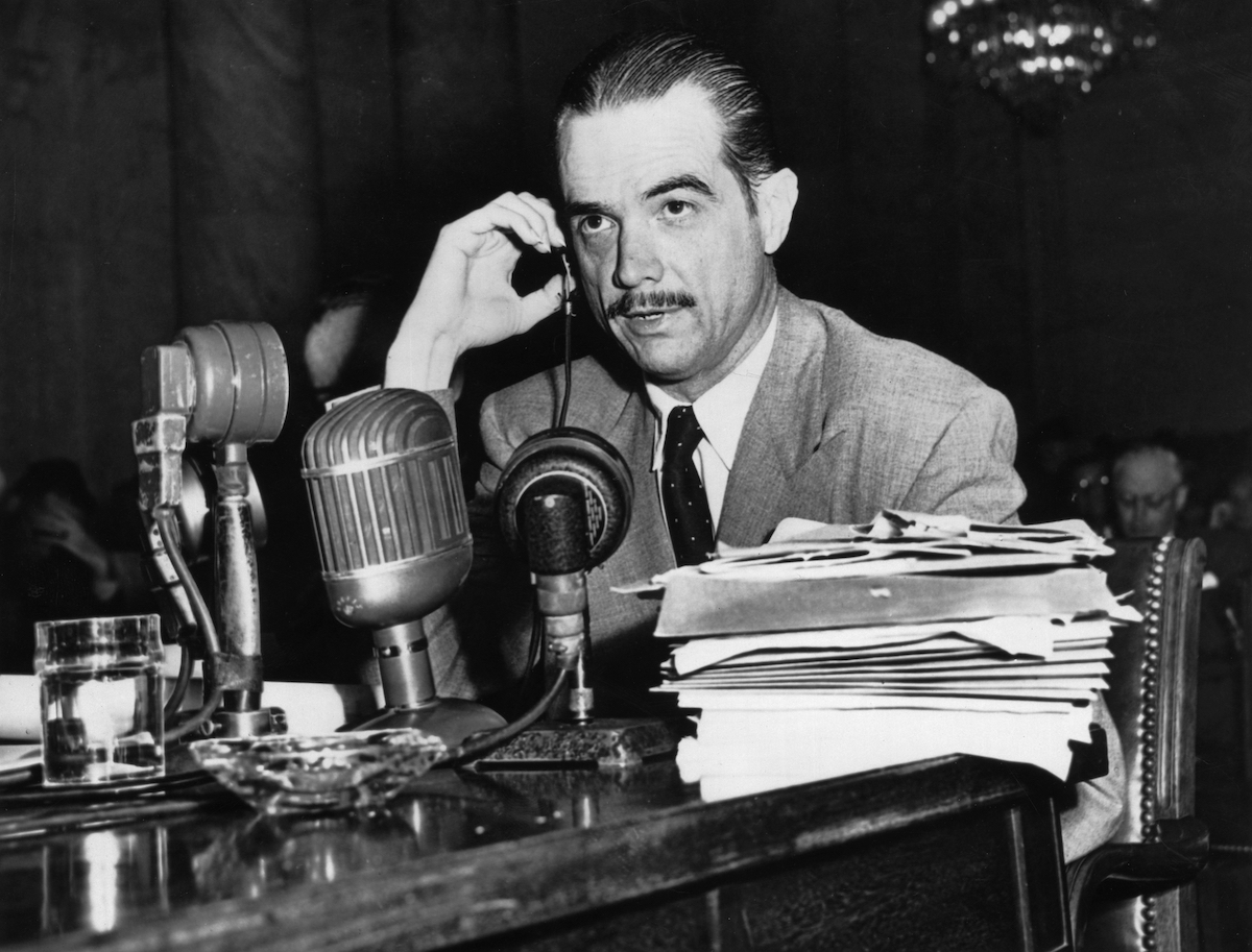 Howard Hughes during a congressional hearing in 1947