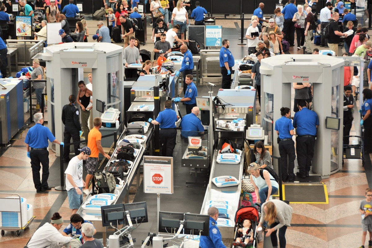 Busy Security Line at Airport