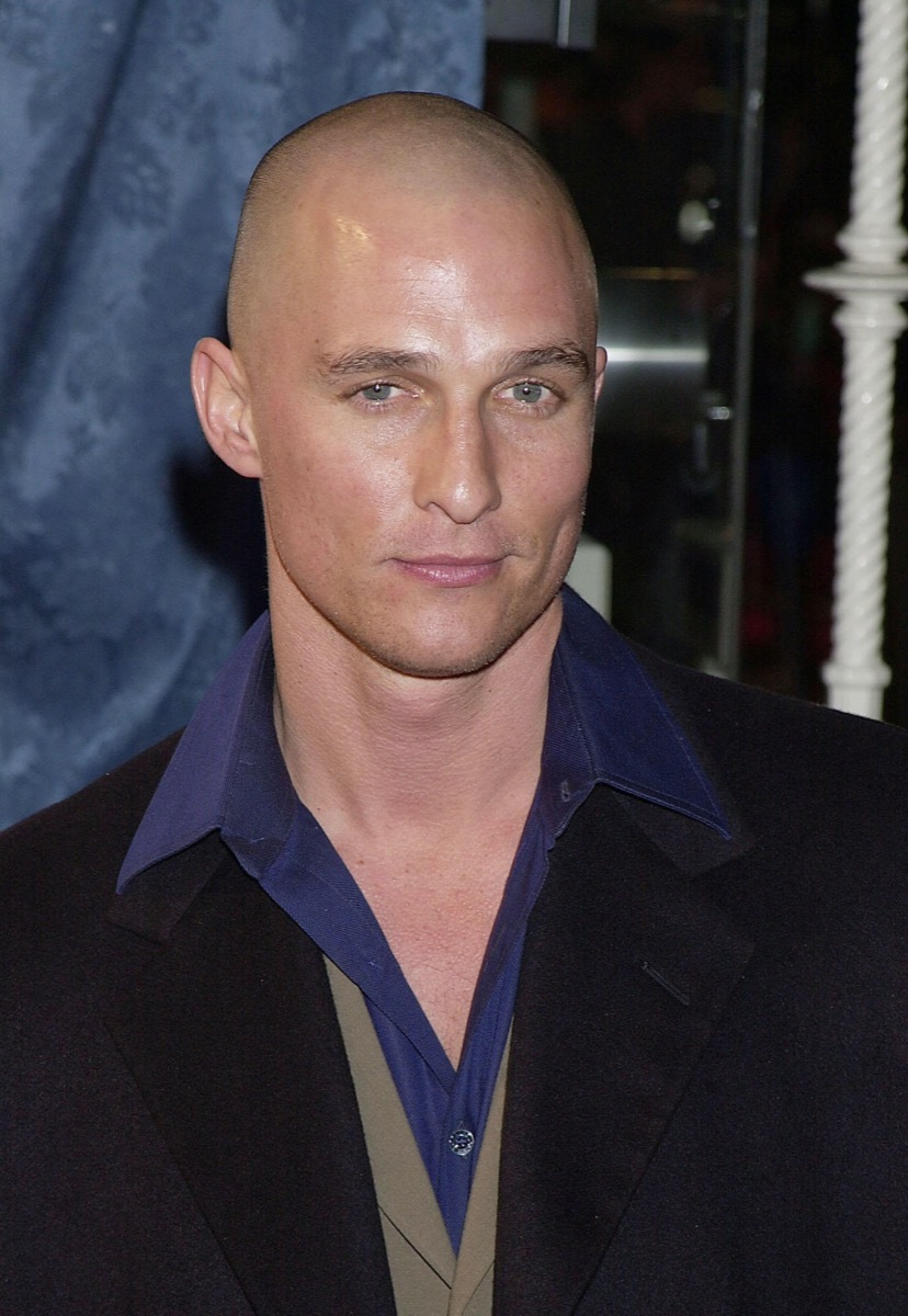 Matthew McConaughey with shaved head in 2000