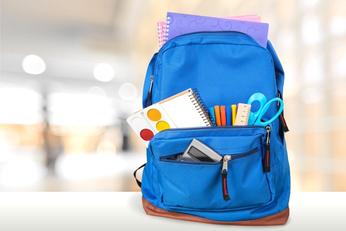 back to school backpack filled with supplies